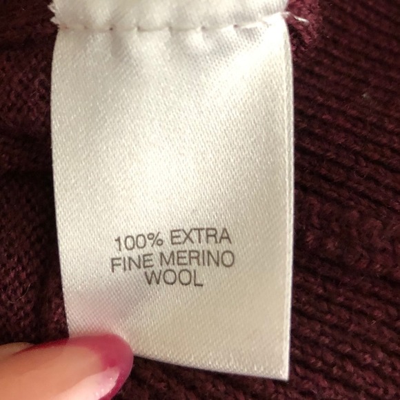 Turnbury Mens XL Extra Fine Merino Wool 1/4 Zip Pullover Sweater Burgundy - Picture 5 of 13